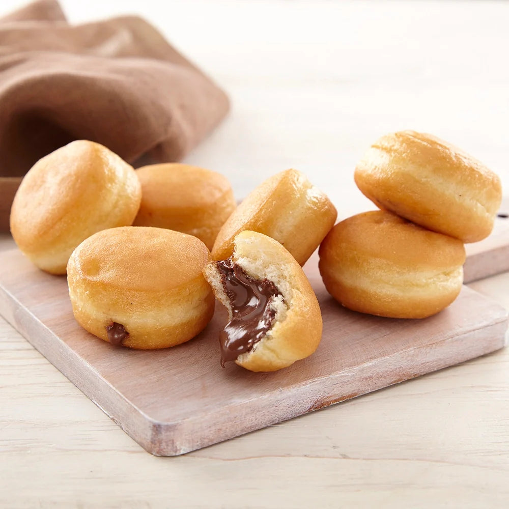 Handcrafted Mini Chocolate Hazelnut Filled Bomboloni (Italian Donut Pastries)