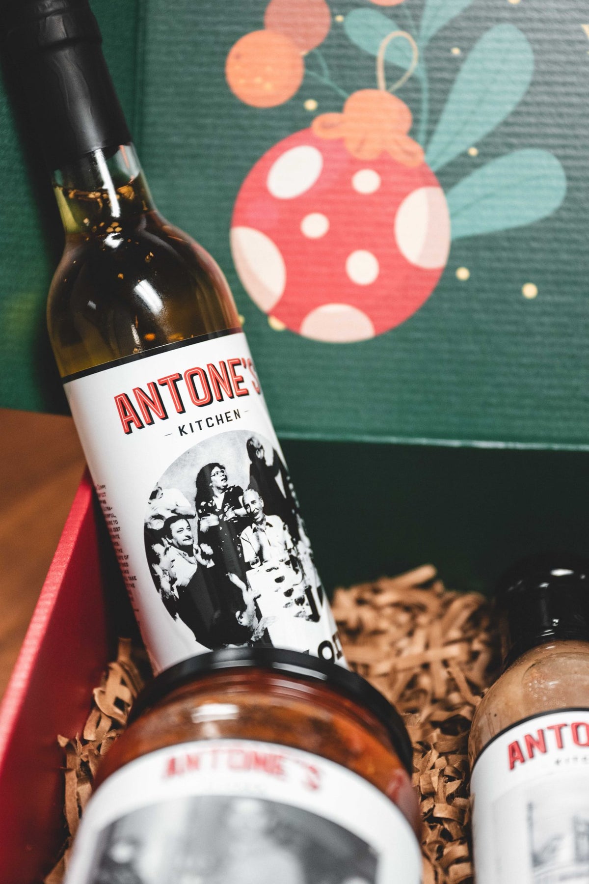Antone's Dippy Oil bottle with Sunday Sauce in a gift box