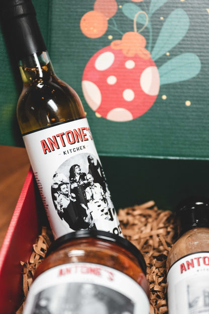 Antone's Dippy Oil bottle with Sunday Sauce in a gift box