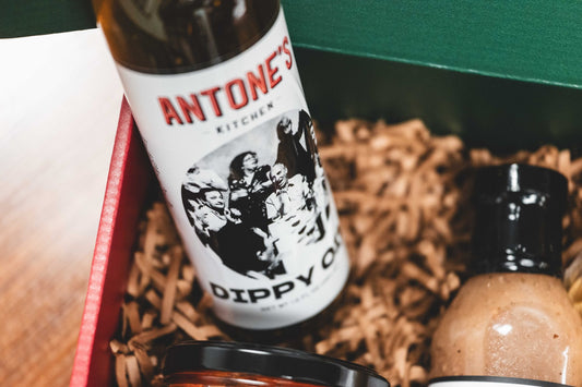 Antone's Kitchen Dippy Oil bottle in a gift box