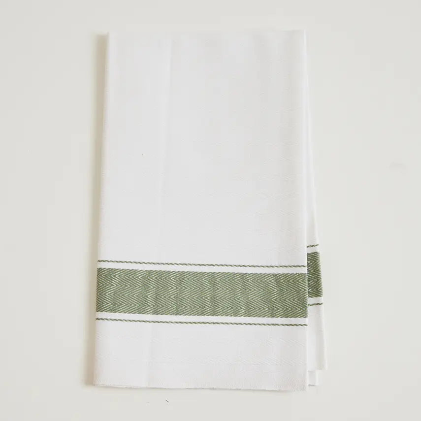 Classic Italian Kitchen Towel - Herringbone Green