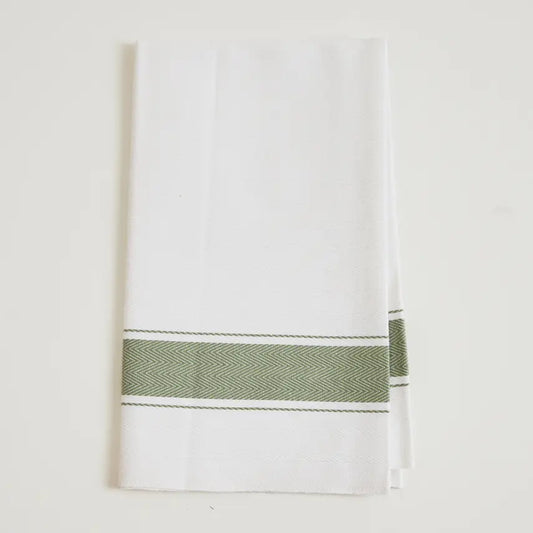 Classic Italian Kitchen Towel - Herringbone Green