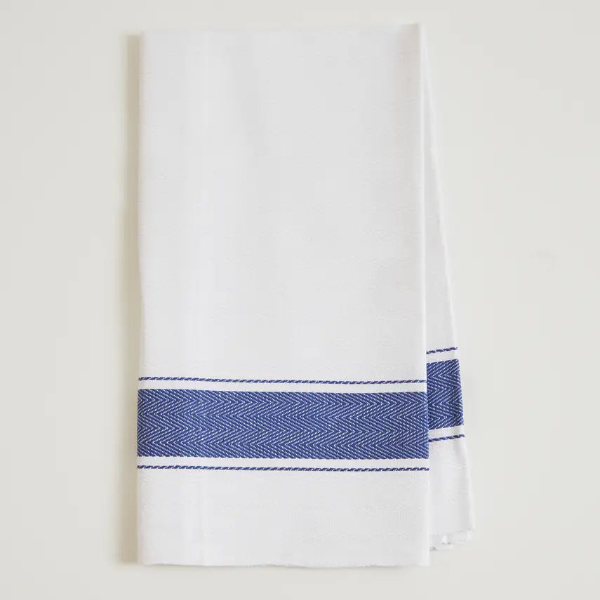 Classic Italian Kitchen Towel - Herringbone Blue