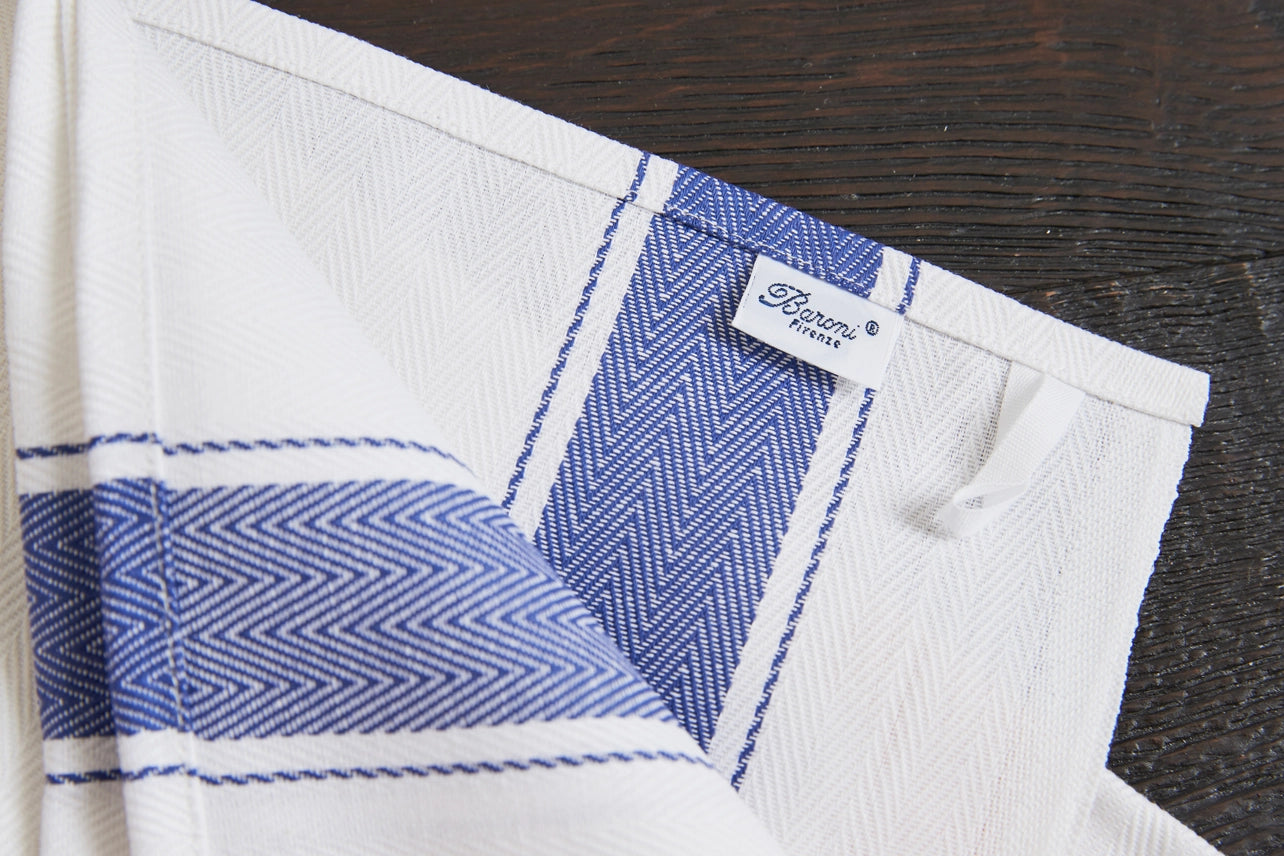 Classic Italian Kitchen Towel - Herringbone Blue