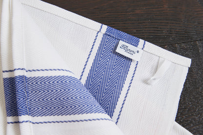 Classic Italian Kitchen Towel - Herringbone Blue
