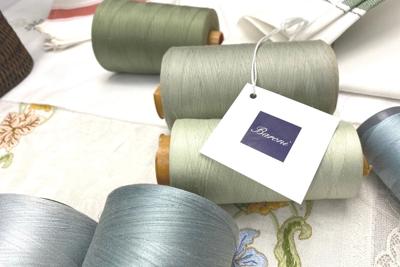 Classic Italian Kitchen Towel - Herringbone Blue