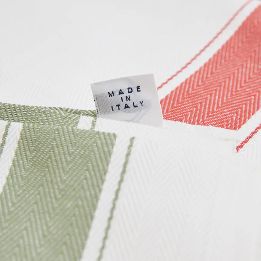 Classic Italian Kitchen Towel - Herringbone Green