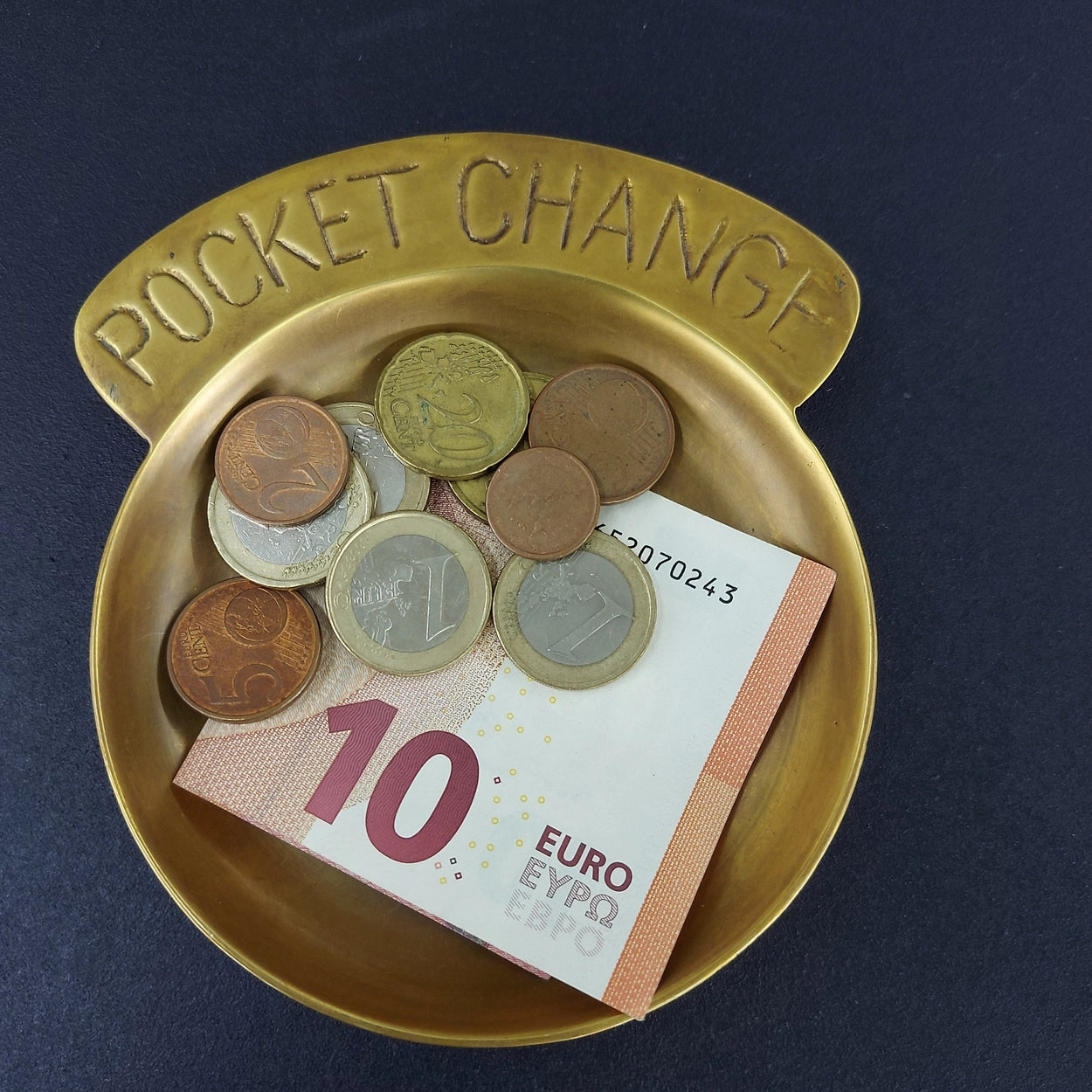 Pocket Change Dish Antique Brass Vintage