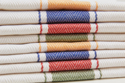 Classic Italian Kitchen Towel - Herringbone Blue