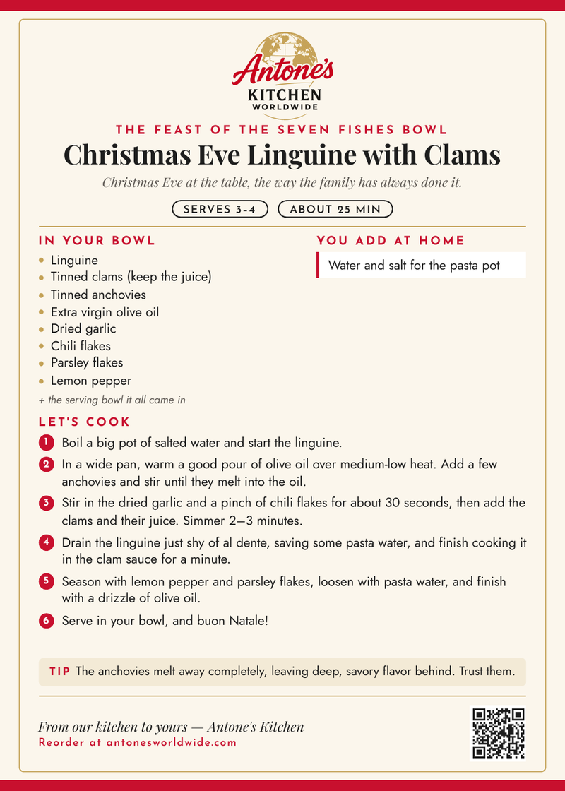 Antone's Seven Fishes Gift Bowl recipe card