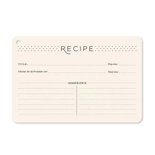 Recipe Ring Re-Fill Cards - Classic Black