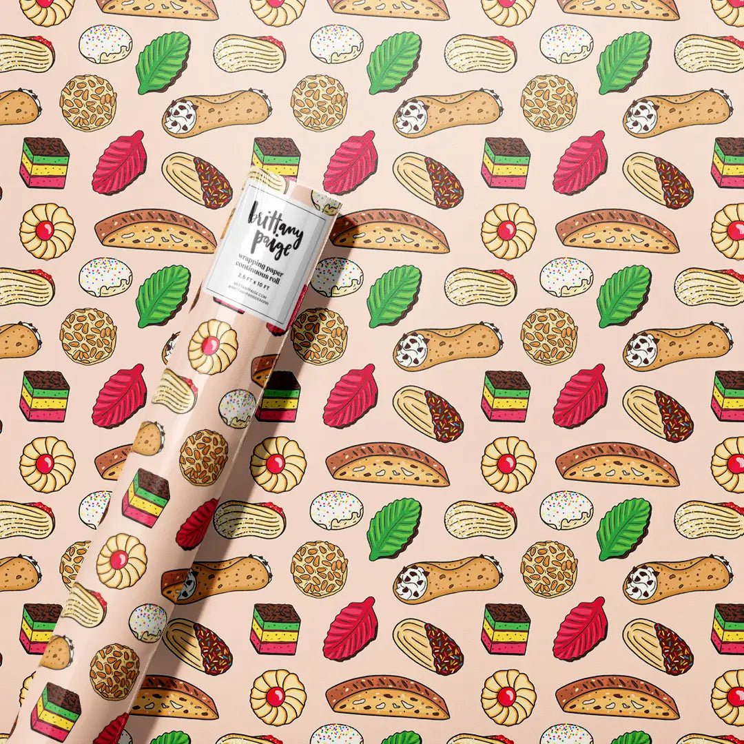 Italian Cookies & Desserts Christmas Wrapping Paper